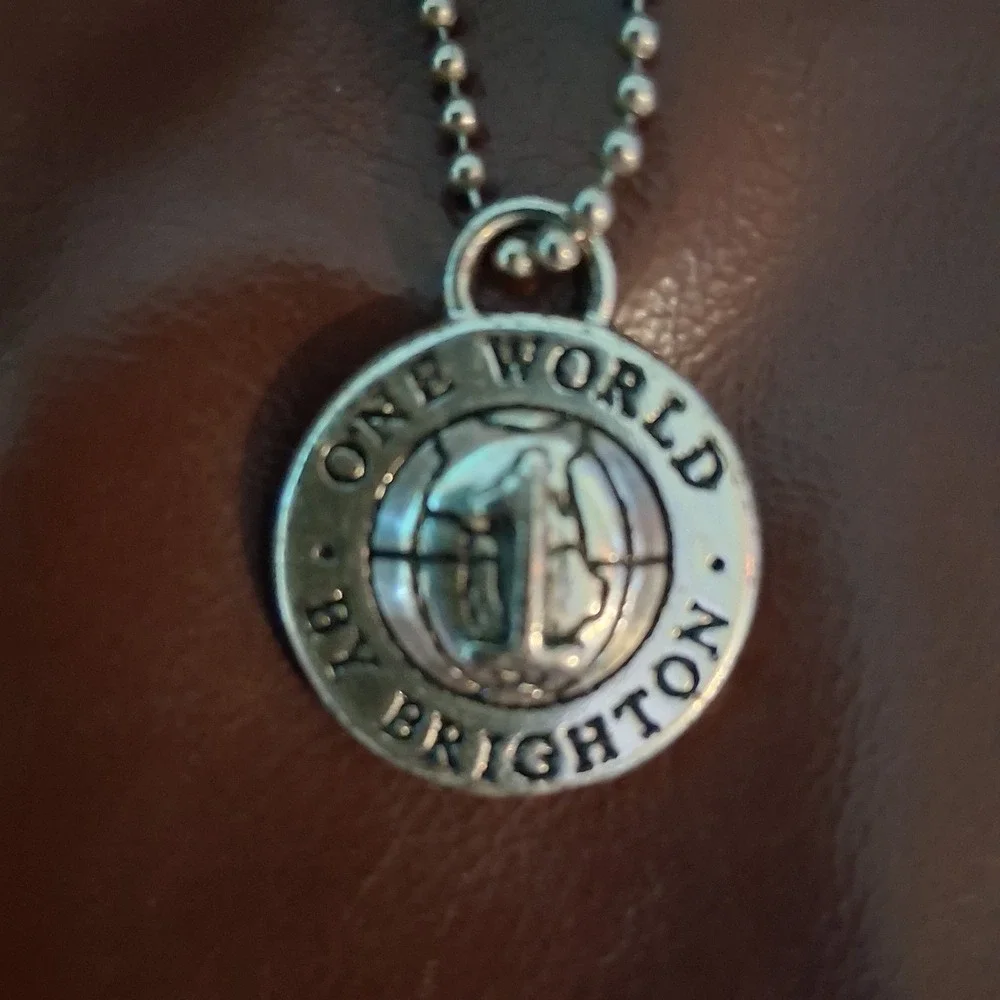 Brighton One World Silver Tone Bag Charm Hang Tag Keychain